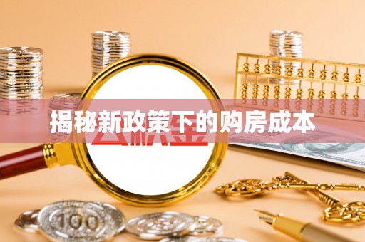 桂平揭秘新政策下的购房成本